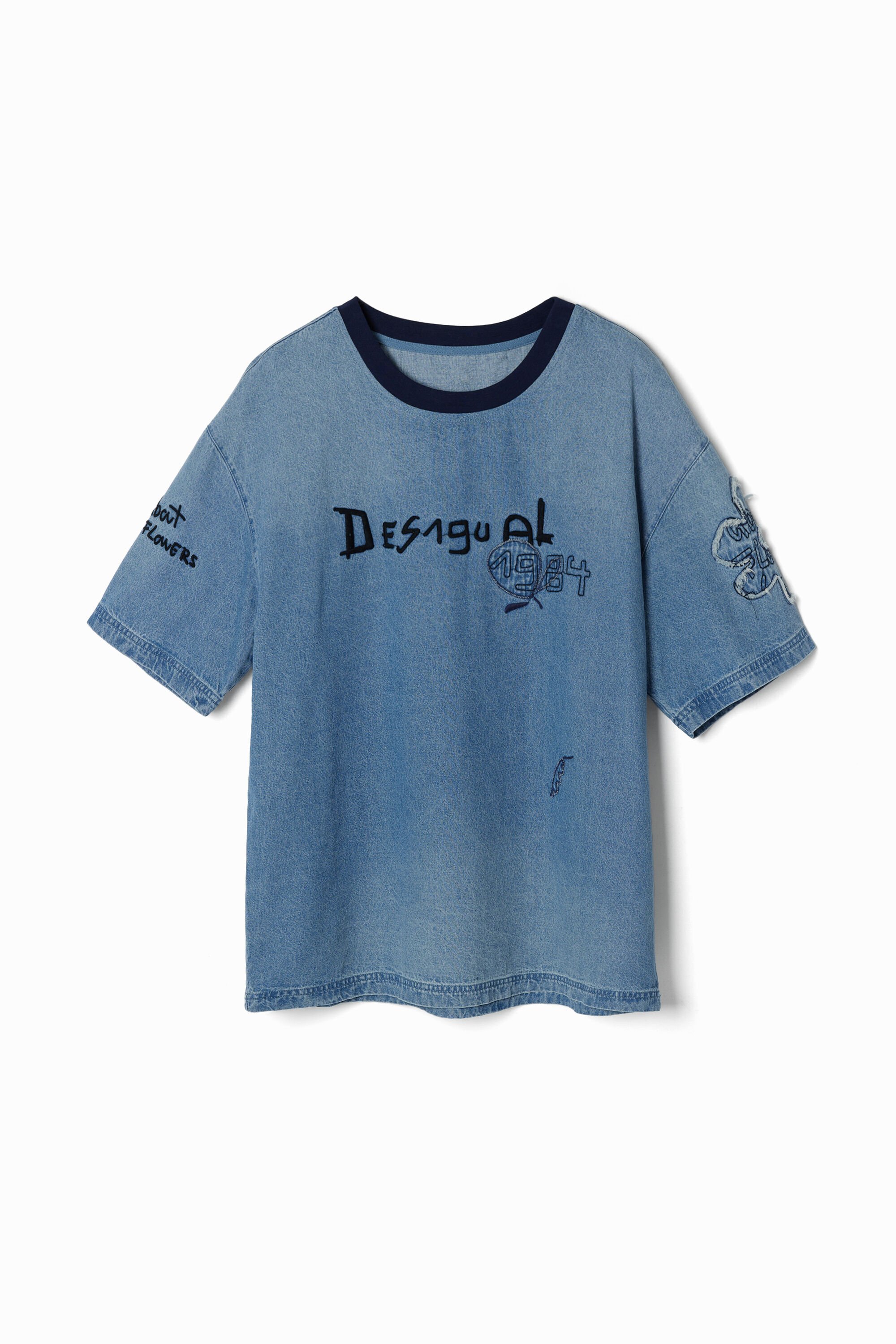 Short-sleeve denim T-shirt - BLUE - M