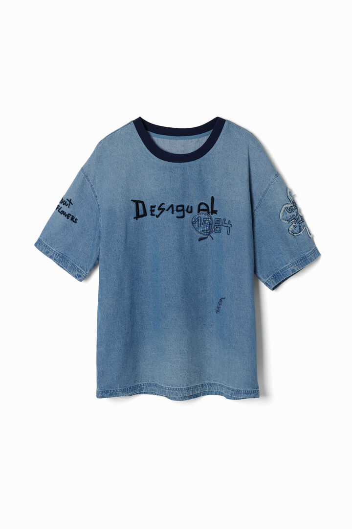 Short-sleeve denim T-shirt