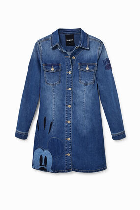 Robe chemise denim patch Mickey Mouse