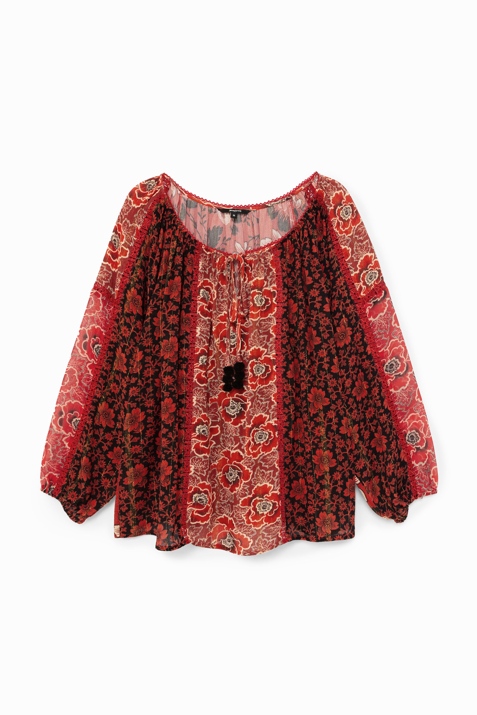 Bluse im Loose Cut mit U-Boot-Ausschnitt und Blumen