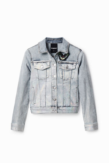 Veste "trucker" en jean métallisée | Desigual