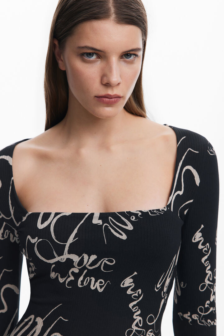 Robe à encolure carrée Lettering | Desigual