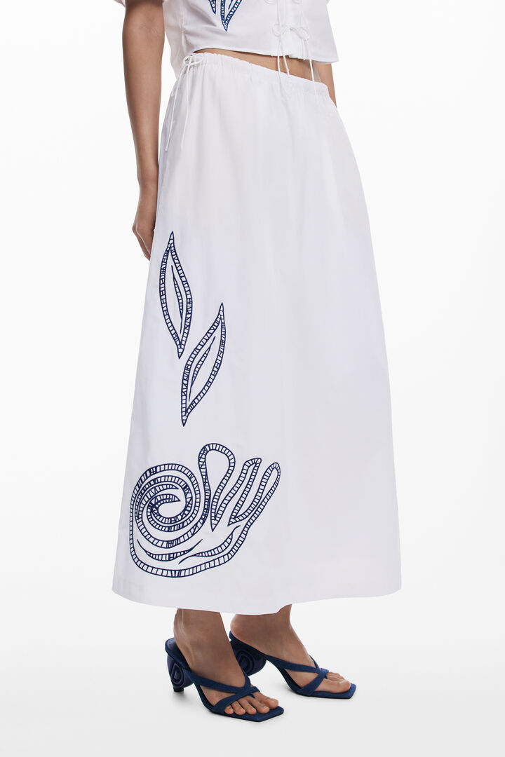 Embroidered midi skirt | Desigual