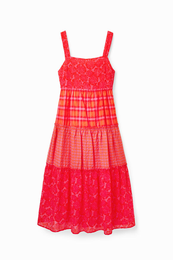 Robe longue bretelles patchwork