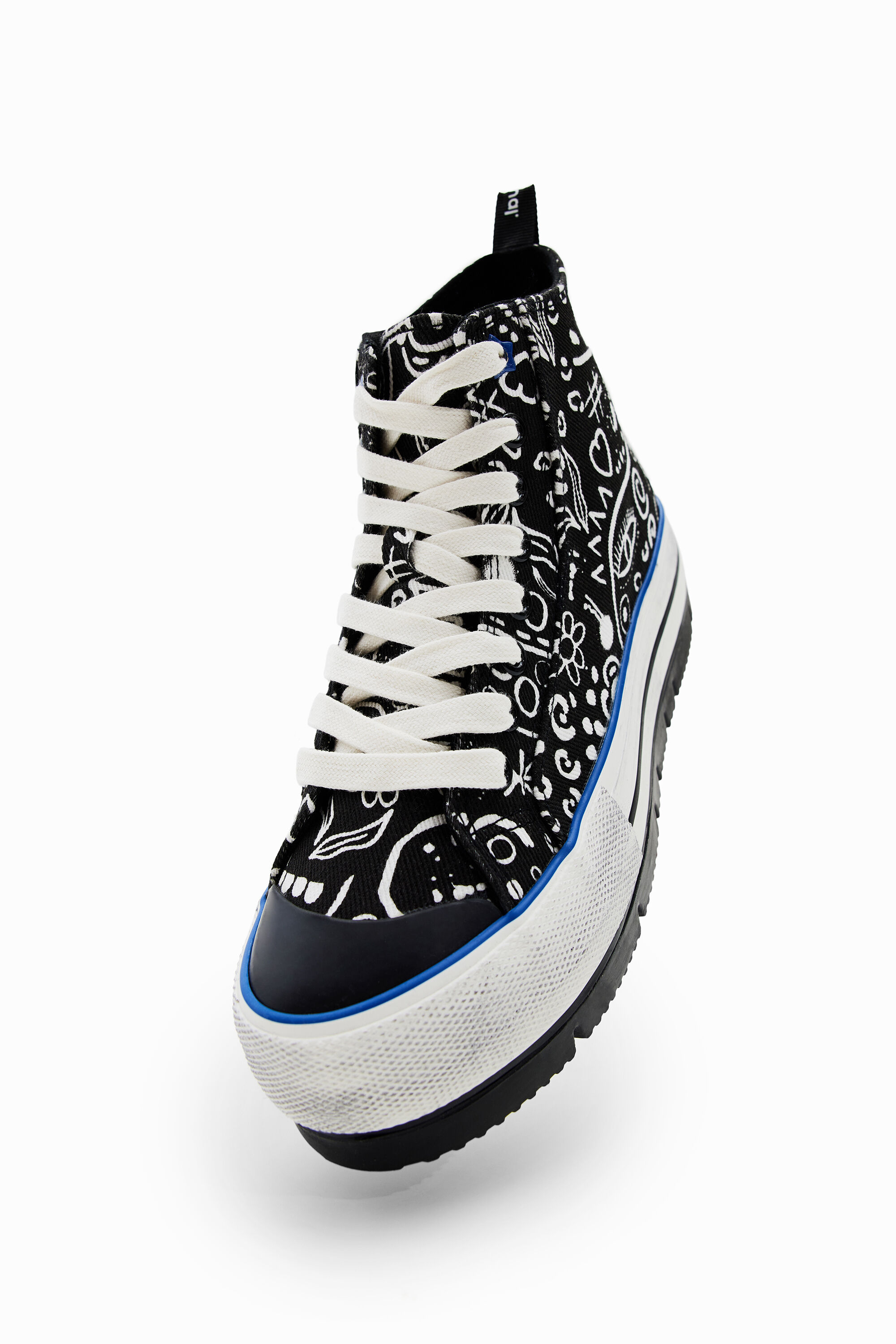 Platform high-top sneakers with illustrations - BLACK - 38