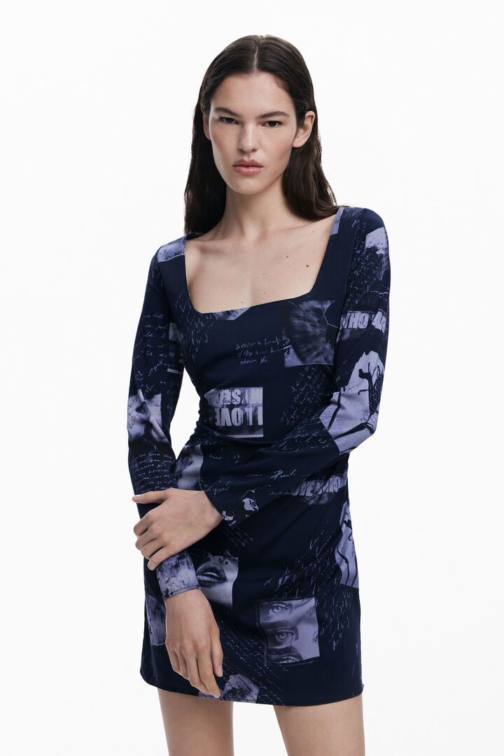 Postcard square neck dress | Desigual