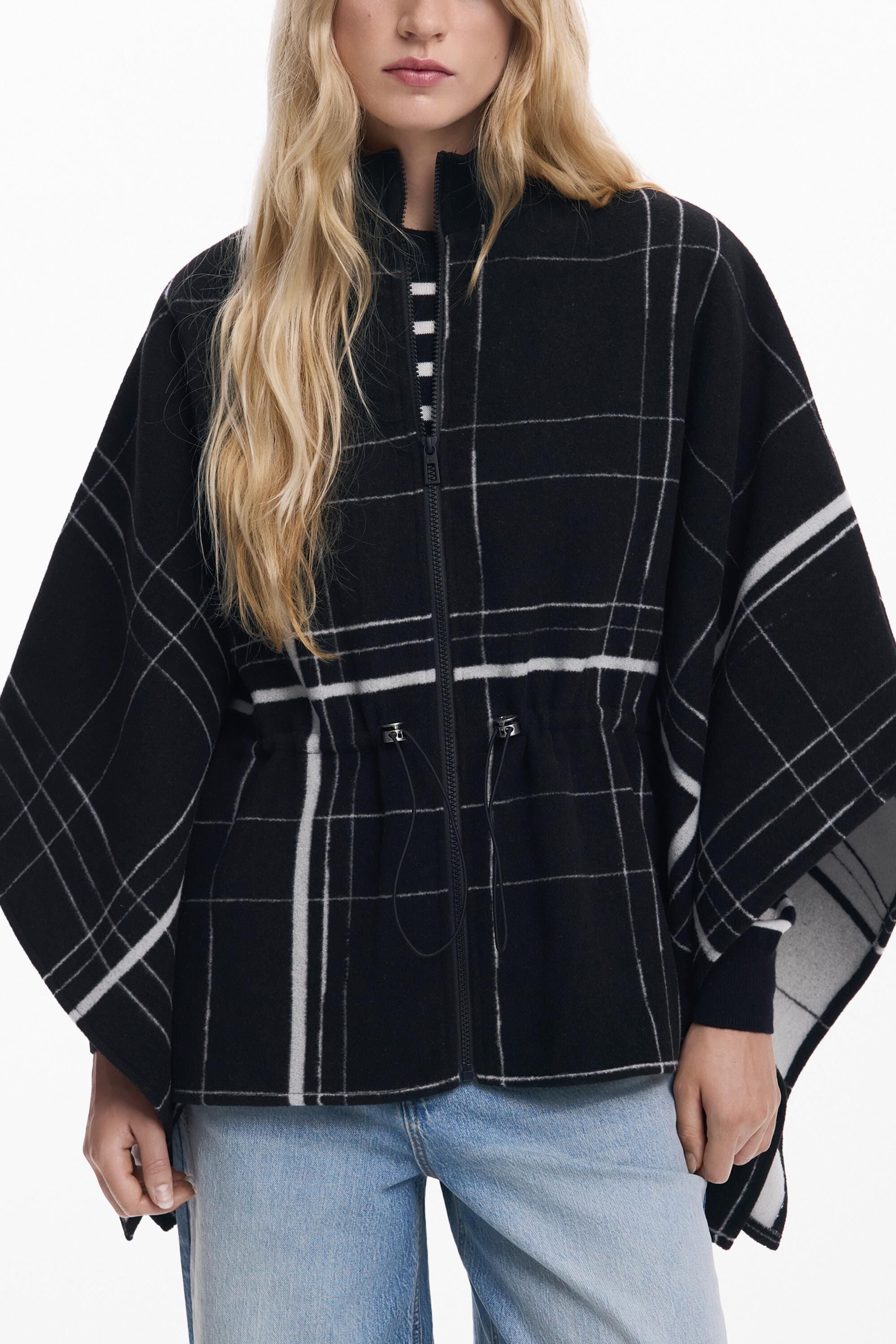ウィメンズ ウールチェック柄ポンチョ I Desigual.com