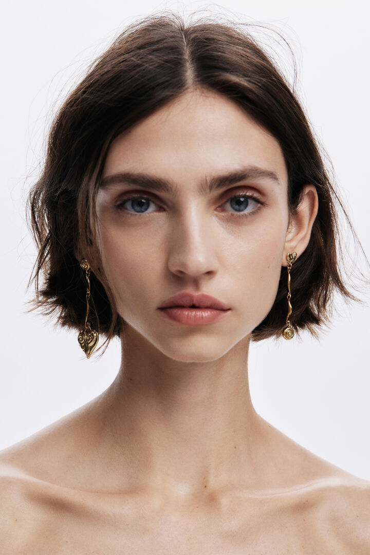Asymmetric heart earrings gold-plated Zalio | Desigual