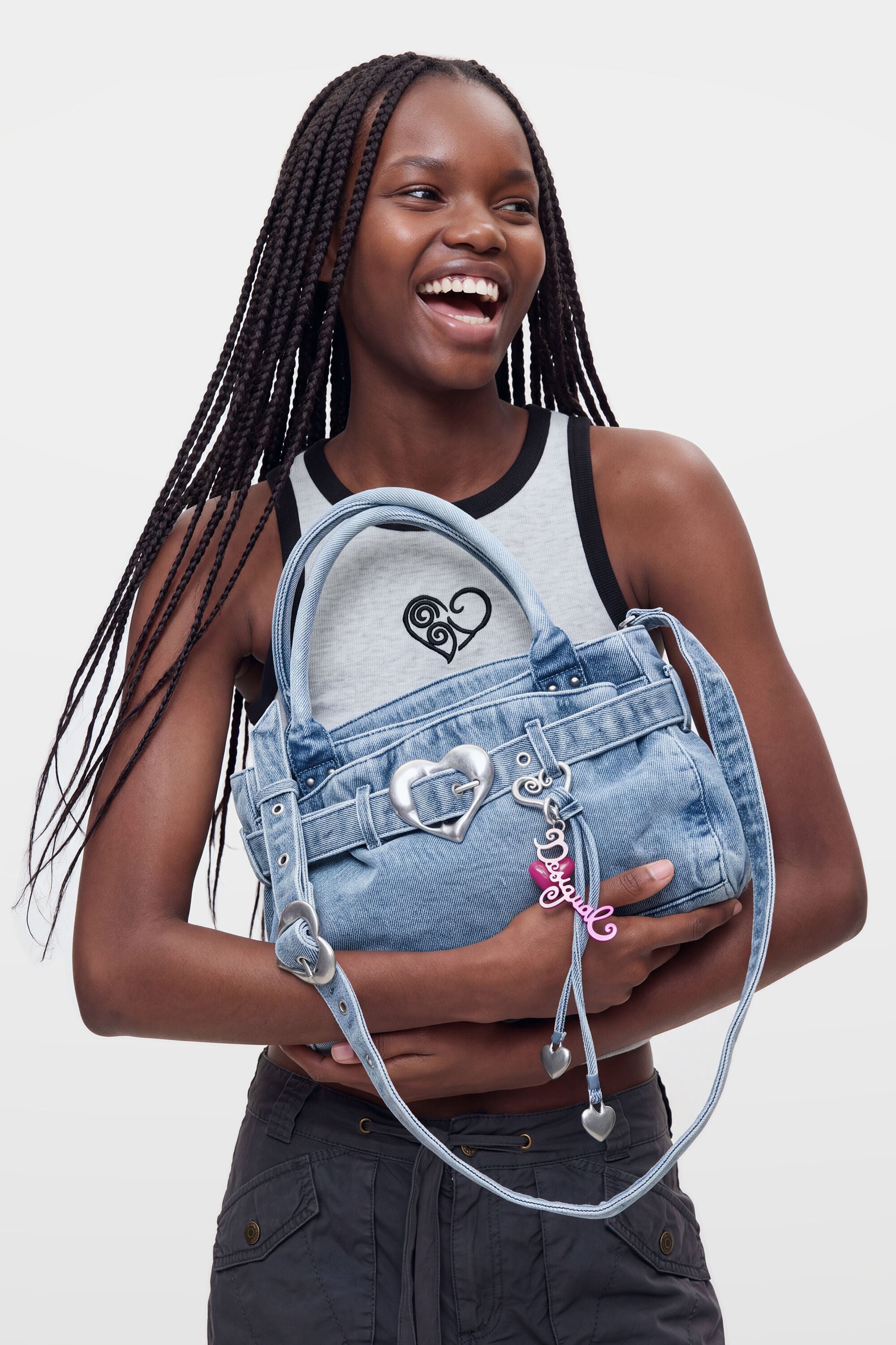 Medium Denim Bag gray women's accessories I Desigual.com