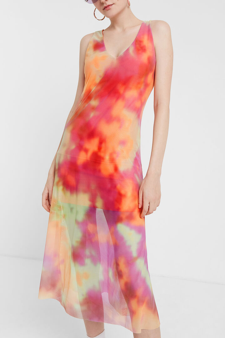 Tie-dye double layer flared dress | Desigual