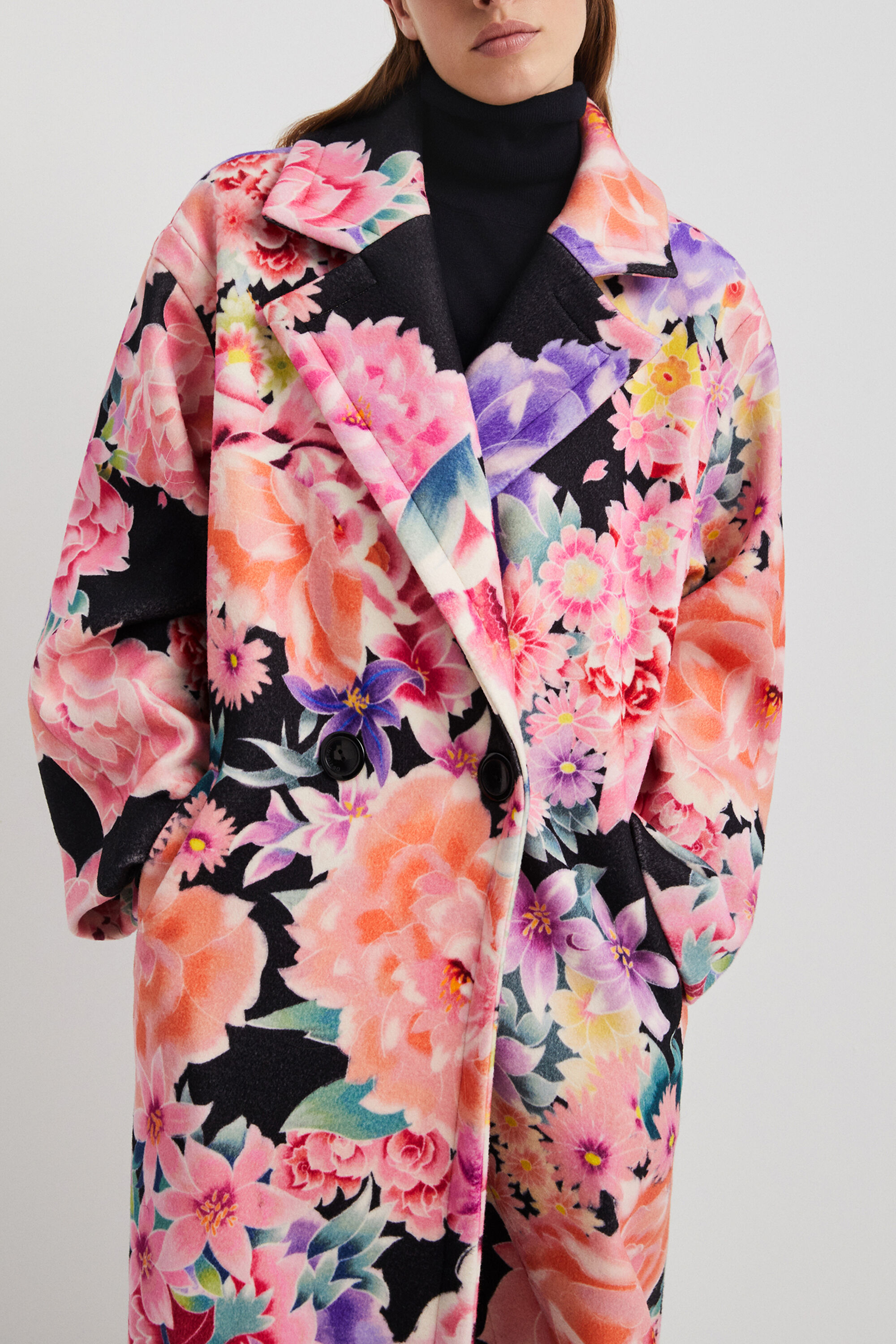 Floral oversized trench coat | Desigual.com