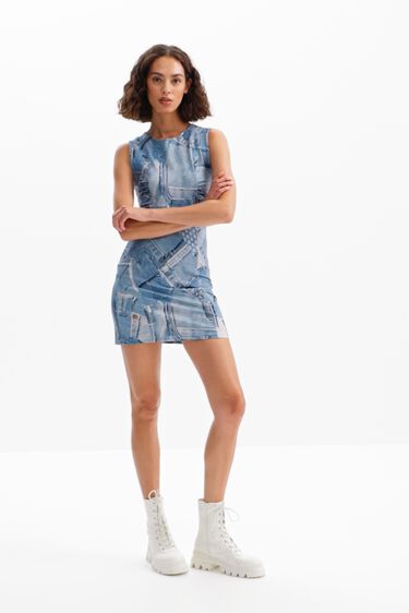 Vestido mini patch denim | Desigual