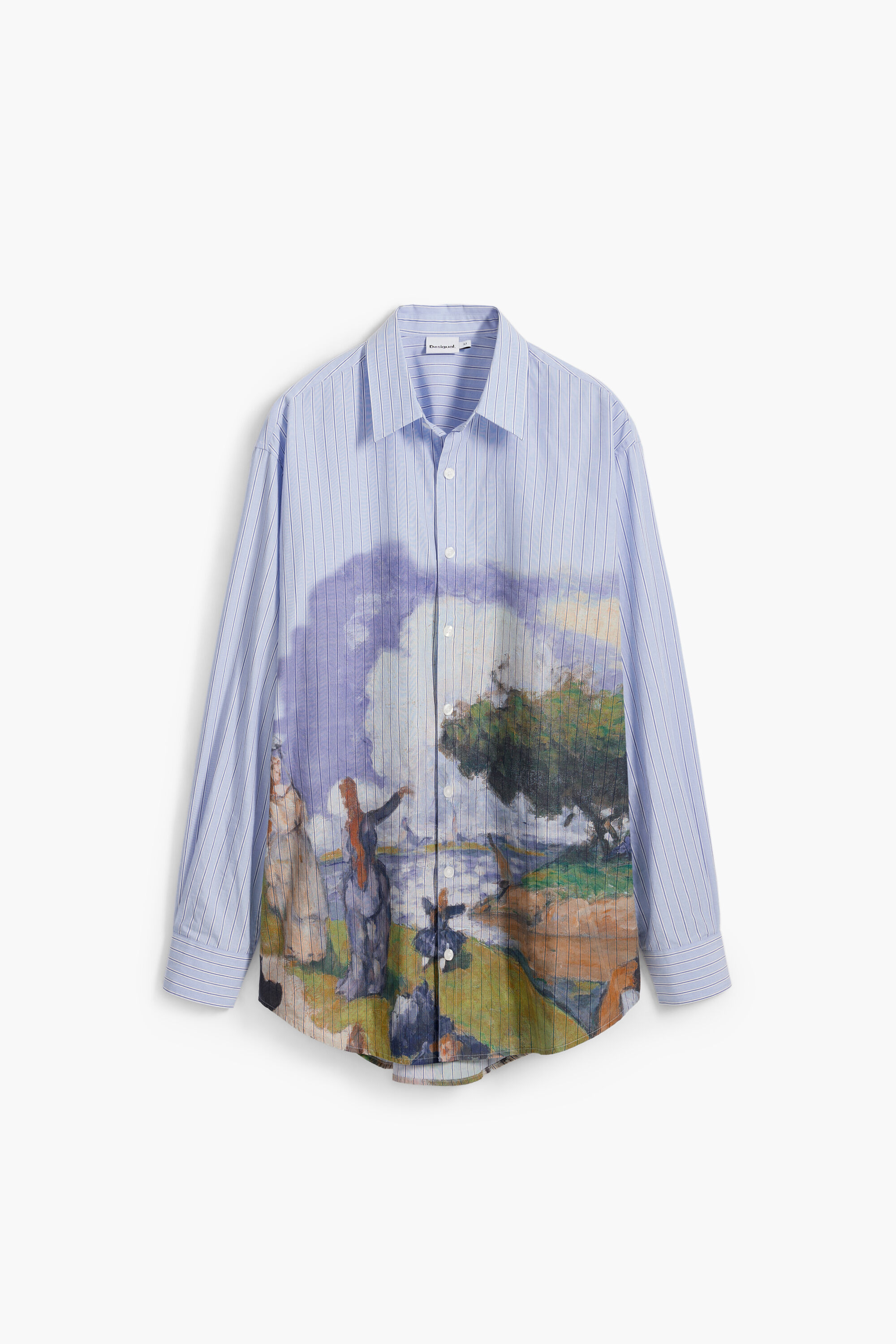 Desigual, Hemd mit Landschaftsdruck, Baumwolle, Blau, L