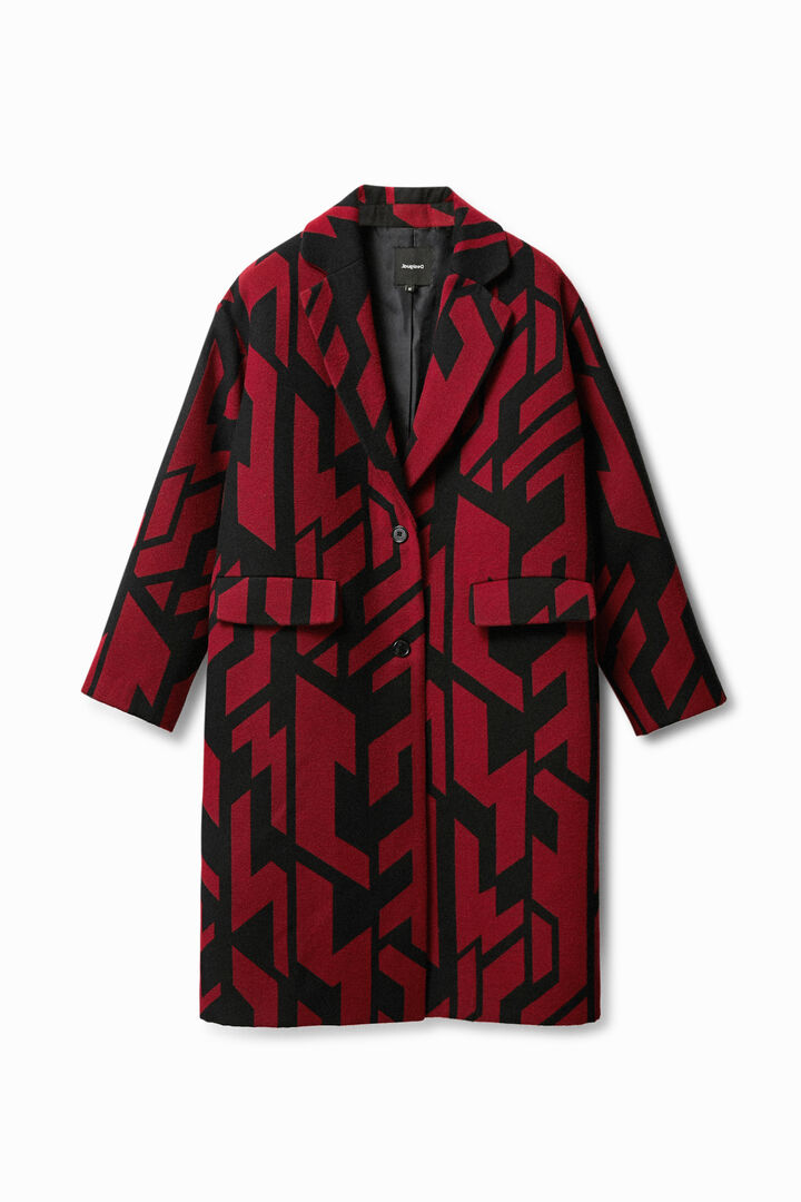 Oversized straight geometric coat | Desigual