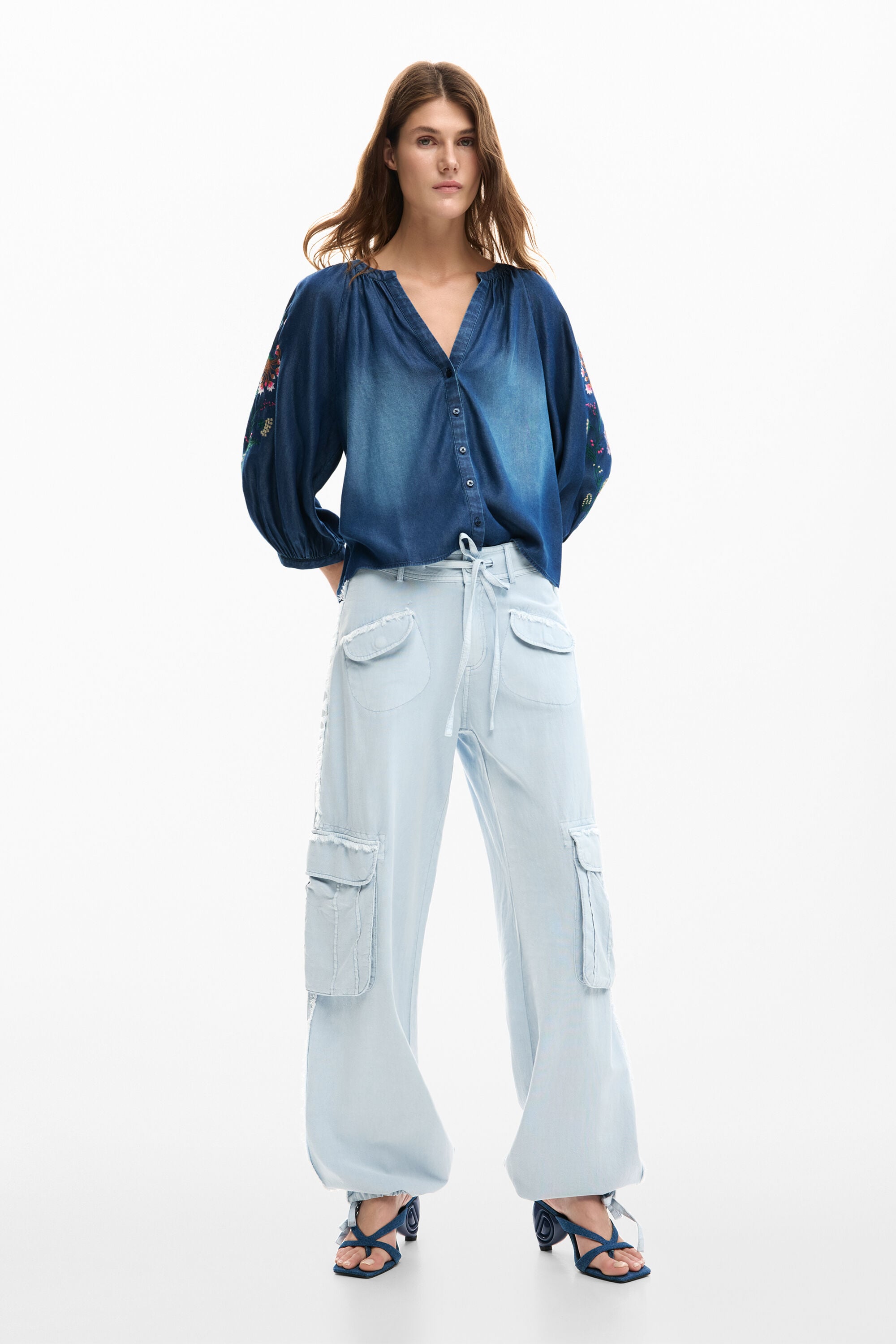 Desigual, Cargo-Hose mit Taschen, Damen, Blau, M