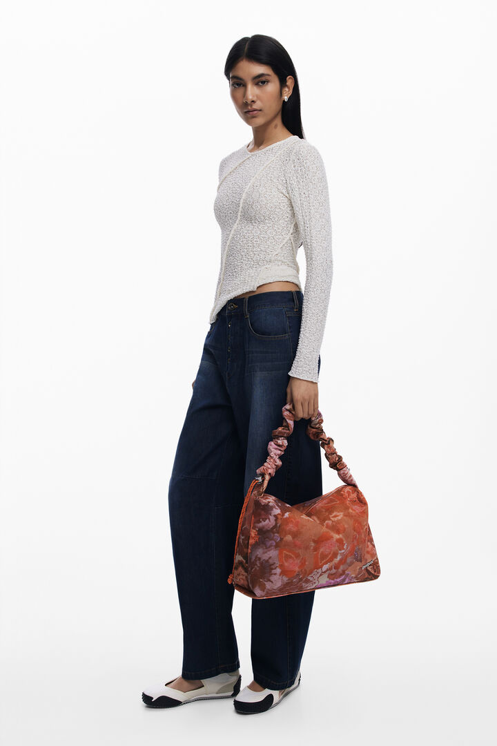 Medium floral texture handbag | Desigual