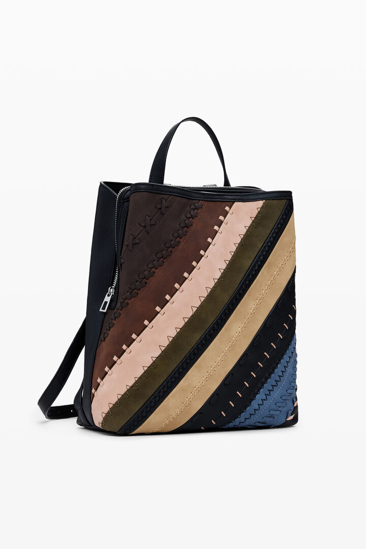 Mochila efecto piel puntadas mediana | Desigual