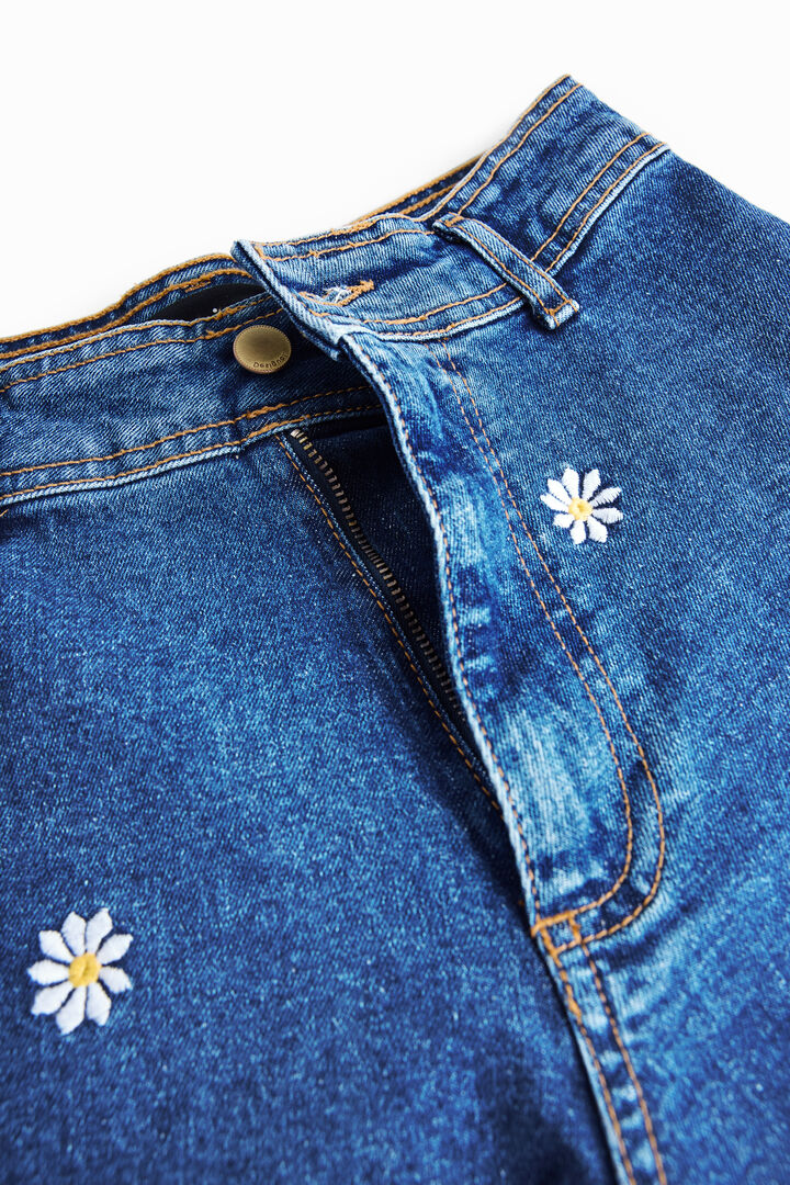 Vaqueros Culotte cropped margaritas | Desigual