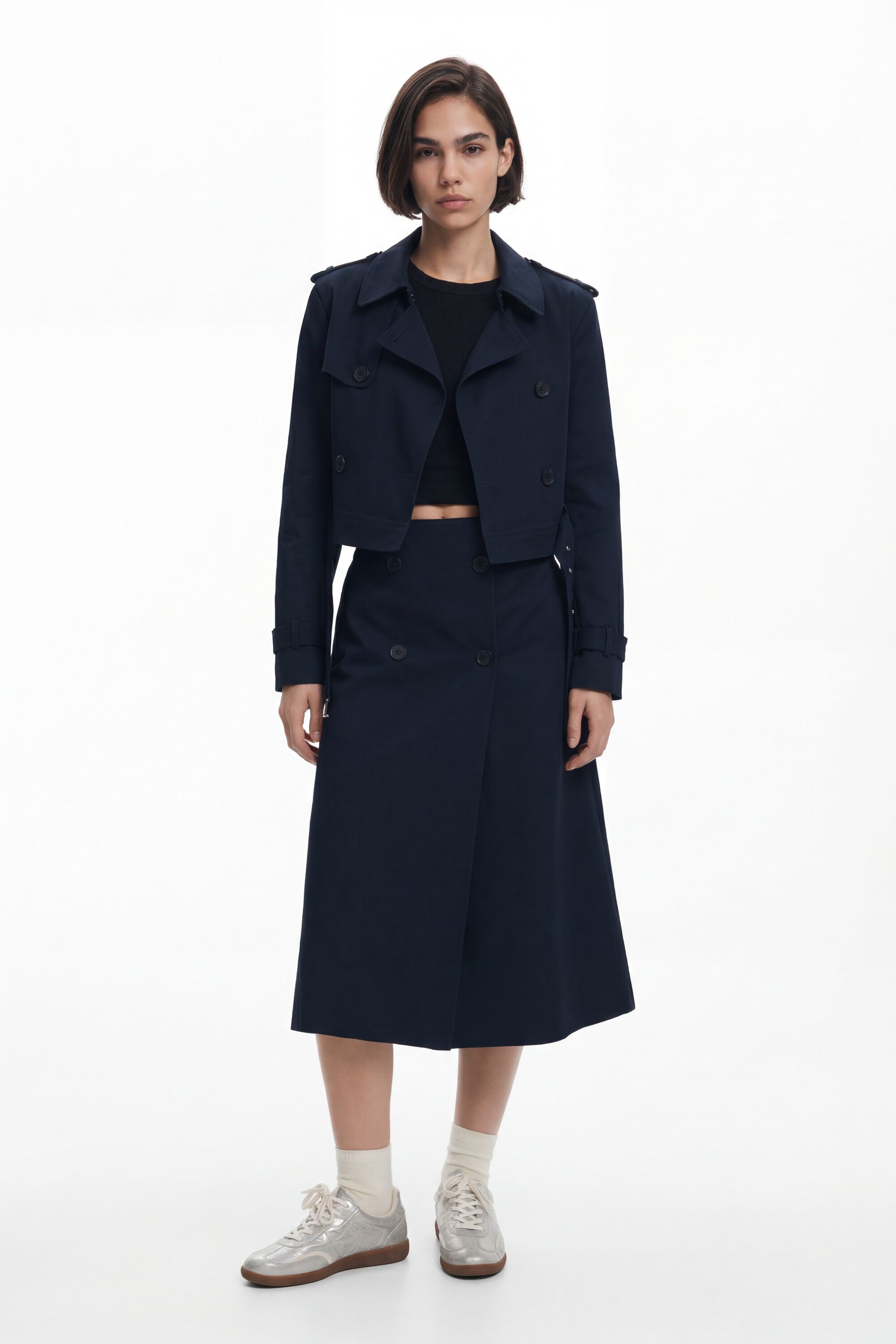 Desigual, Afneembare trenchcoat, Katoen, Blauw, M