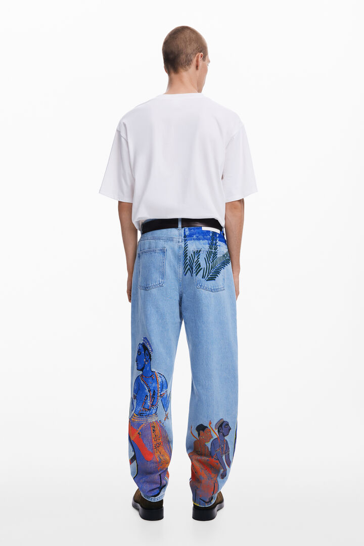 Straight jeans with India print | Desigual
