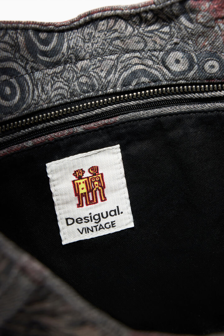 ヴィンテージの中サイズの刺繍入りバッグ