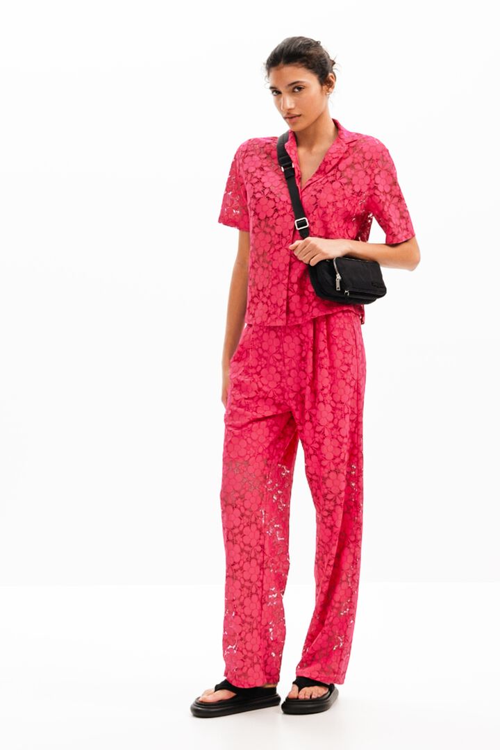 Tailored floral lace trousers | Desigual