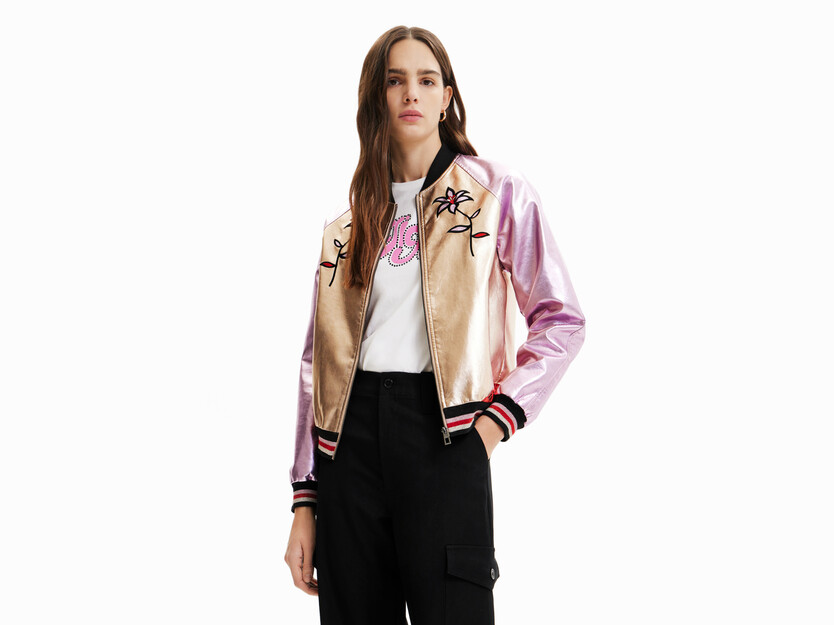 Chaqueta bomber metalizada