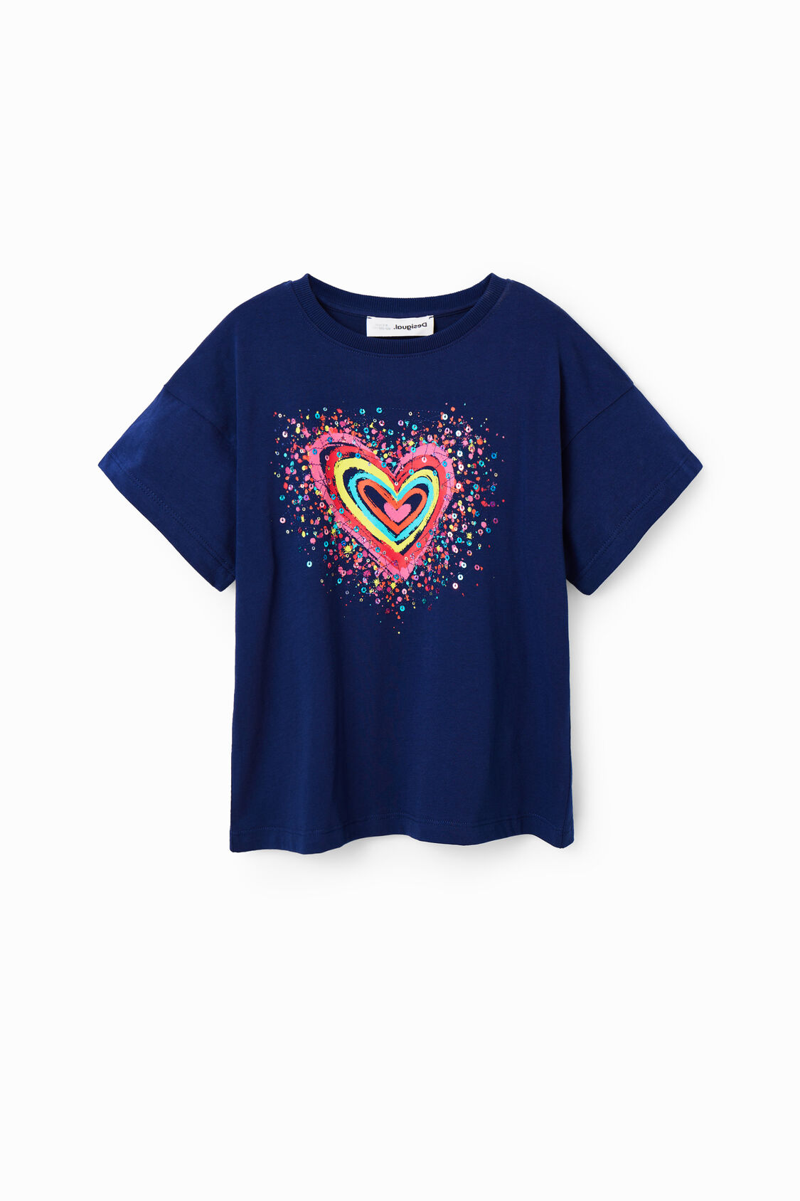 Incesante Sedante entrega a domicilio Camiseta corazón lentejuelas de niña I Desigual.com
