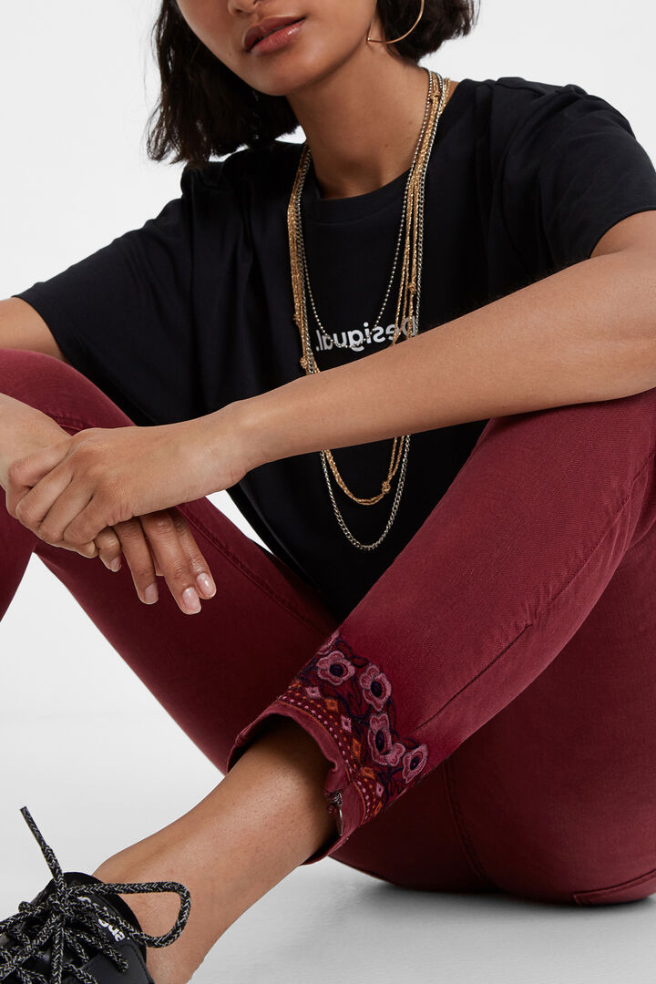 Skinny floral embroidery jeans | Desigual