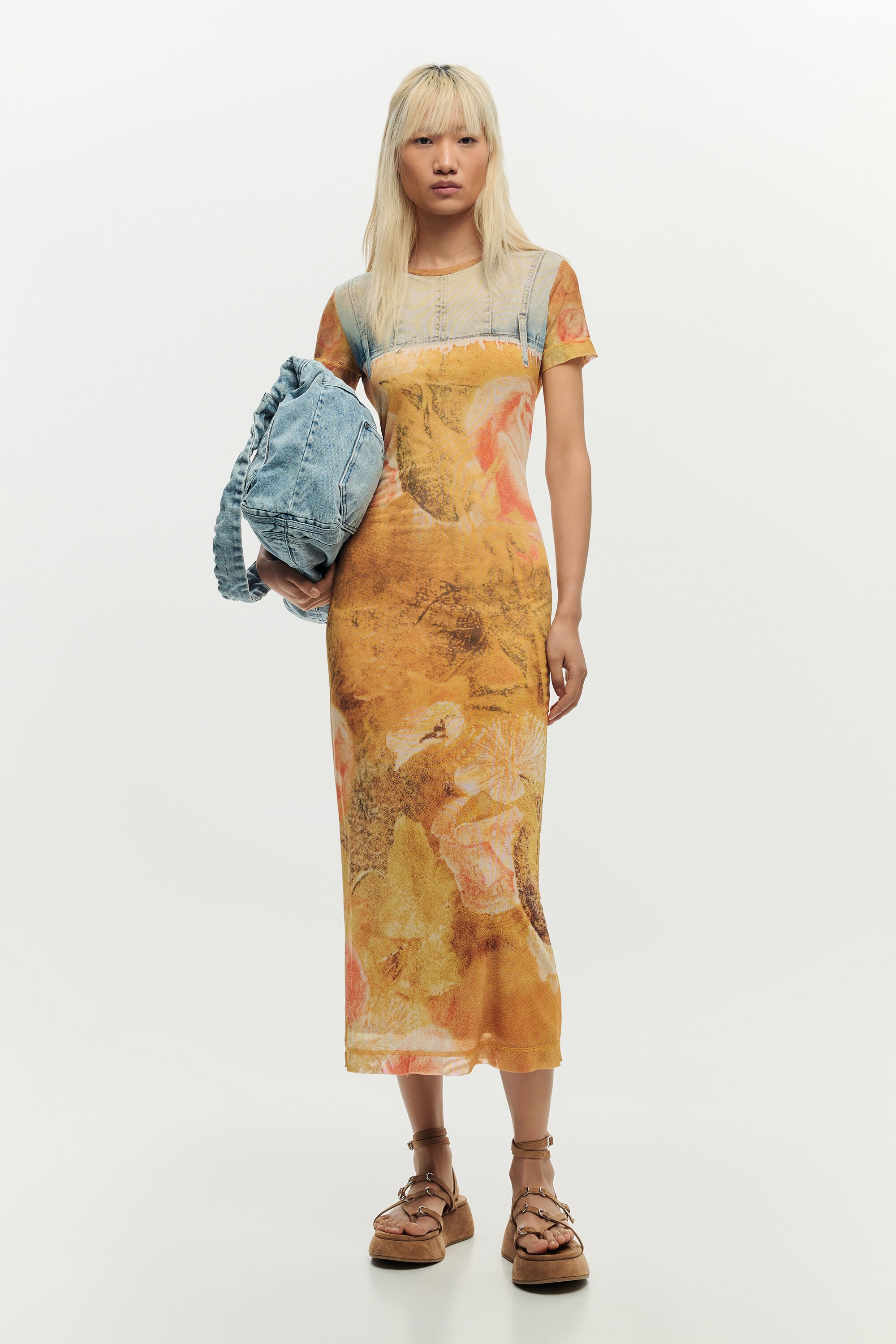 Desigual, Hybrides Slimkleid, Polyester, Gelb, M