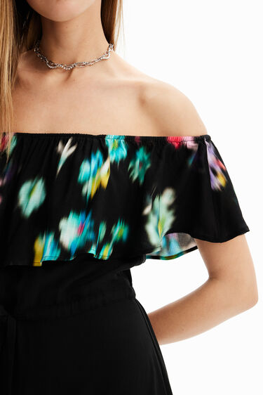 Long blurry ruffle dress | Desigual