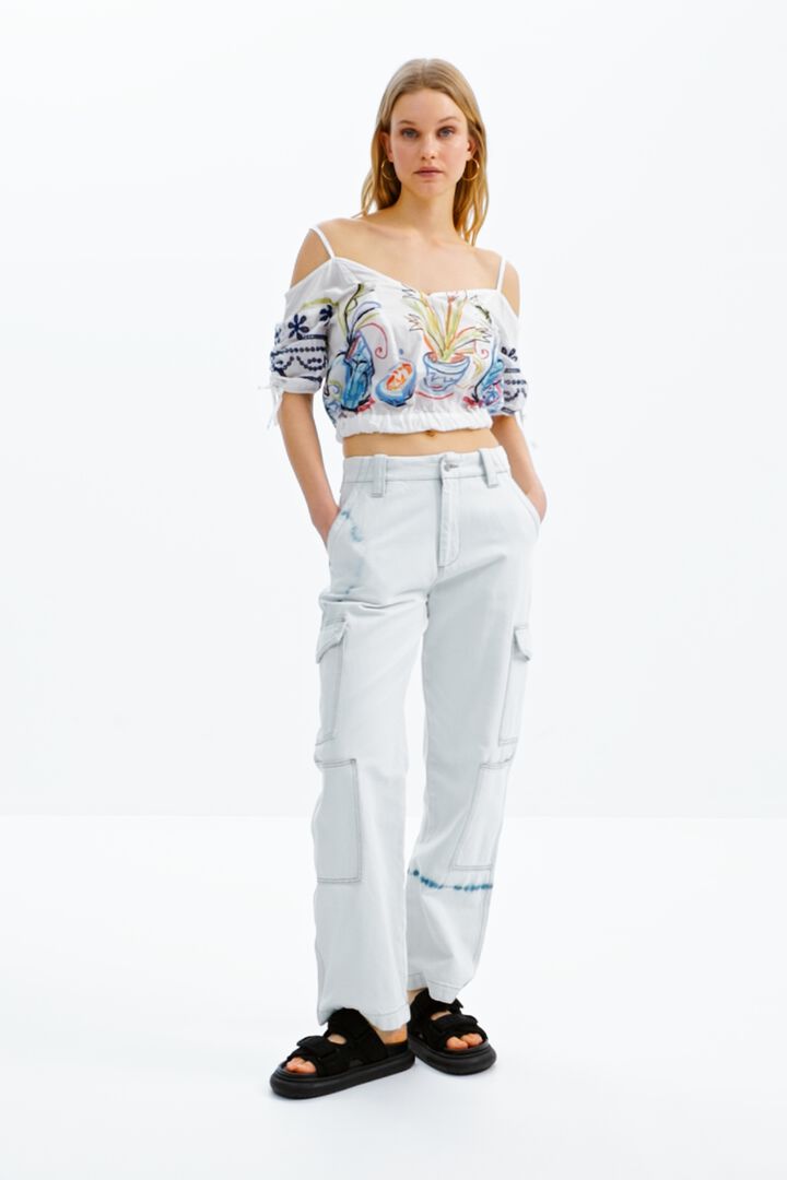 Blusa corta balze grafica | Desigual