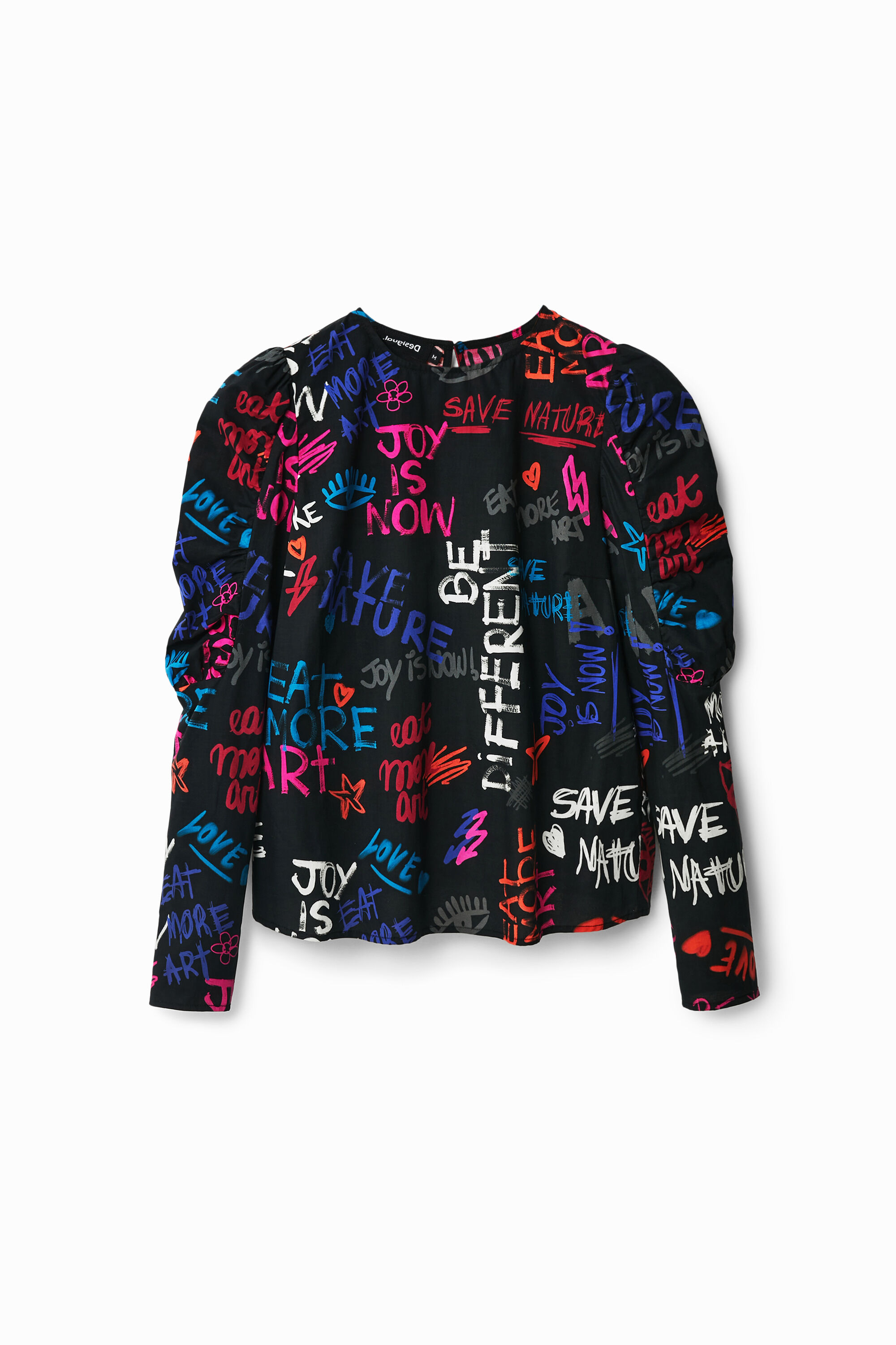 Bluse Puffärmel Text