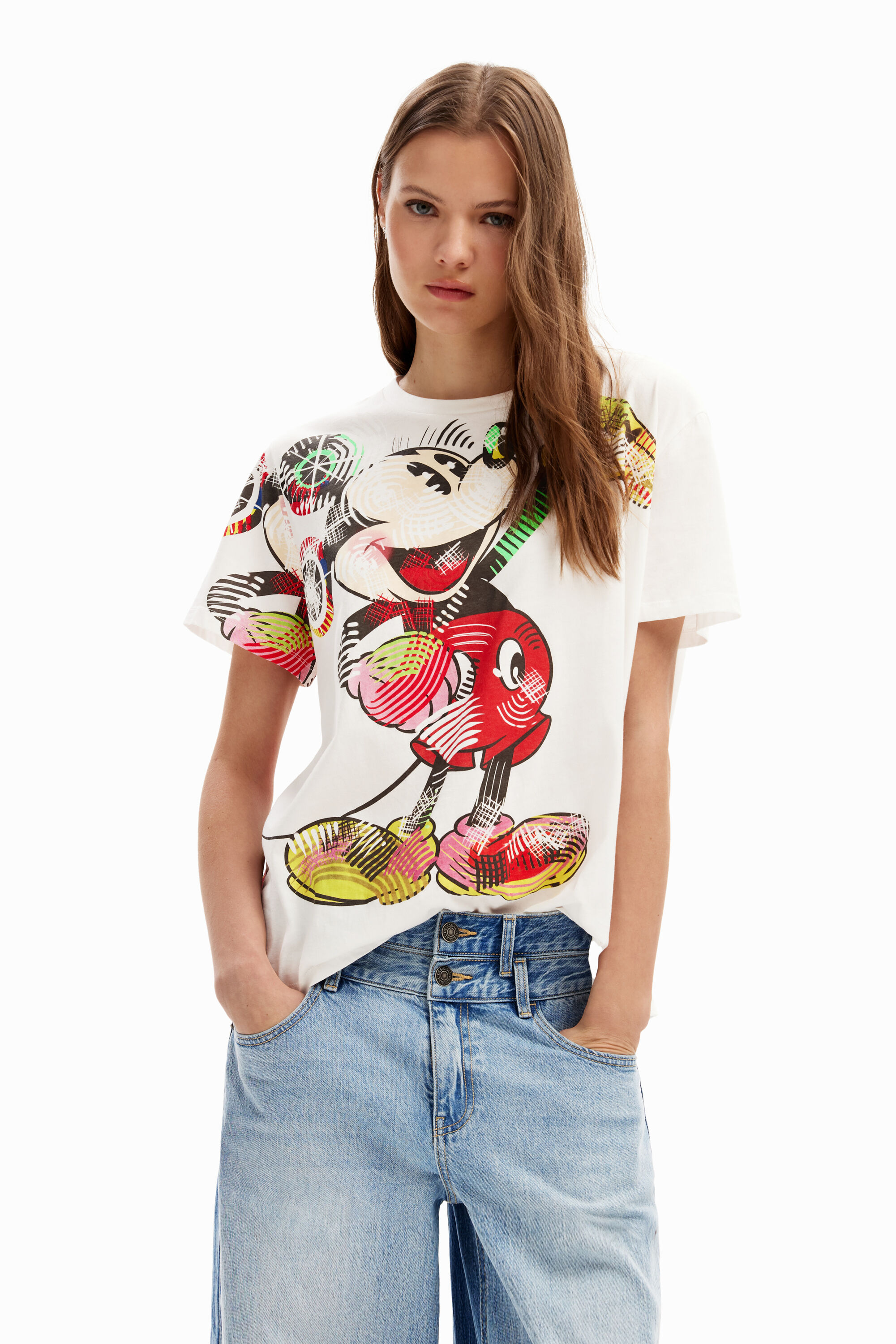 Arty Mickey Mouse T-shirt - WHITE - XXL