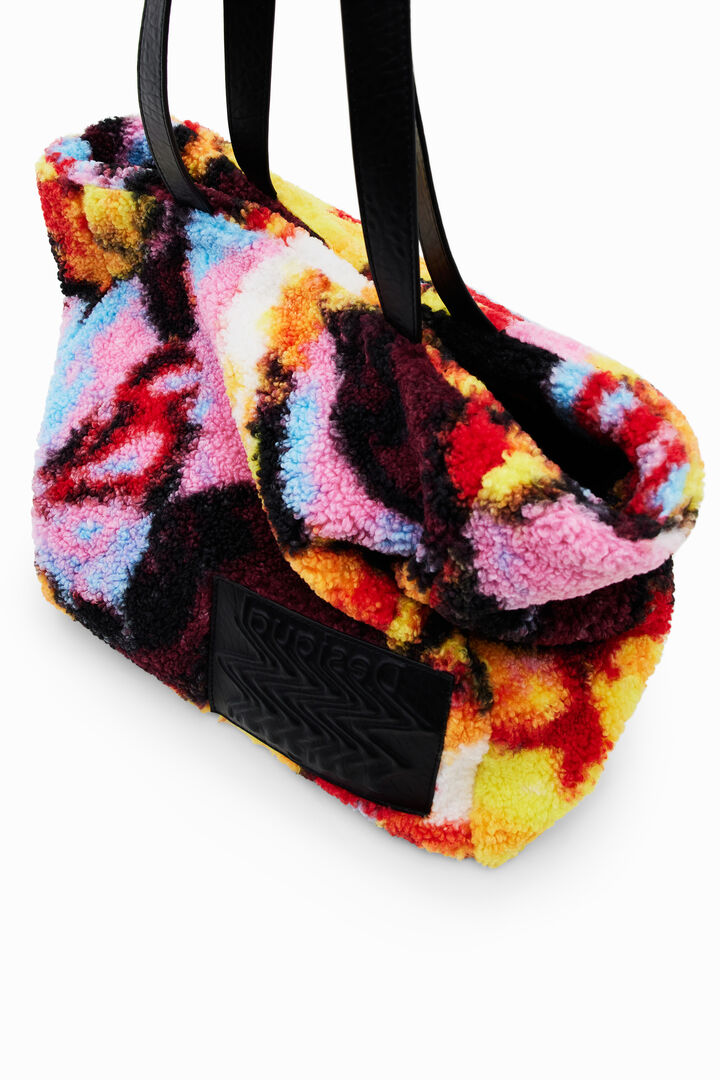 Faux sheepskin maxi shopper bag | Desigual