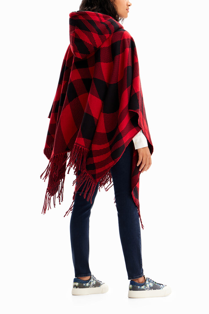 Plaid hooded poncho | Desigual