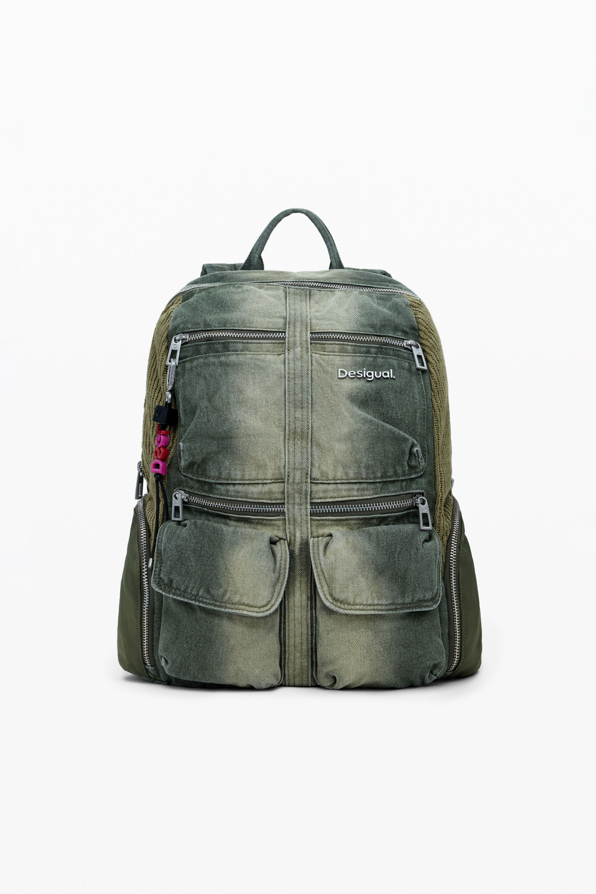 Desigual Grote gecombineerde denim rugzak - GREEN
