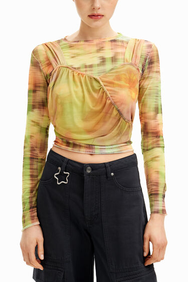 ダブルレイヤード ニットTシャツ レディース | Desigual.com