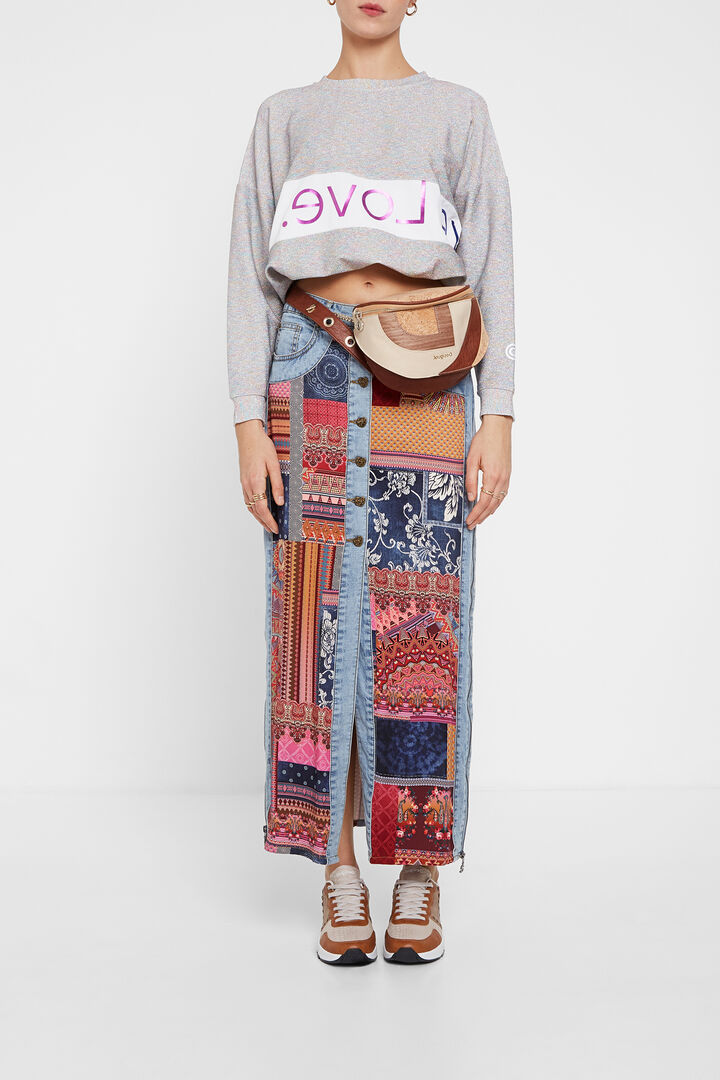 Jupe mi-longue en jean transformable | Desigual