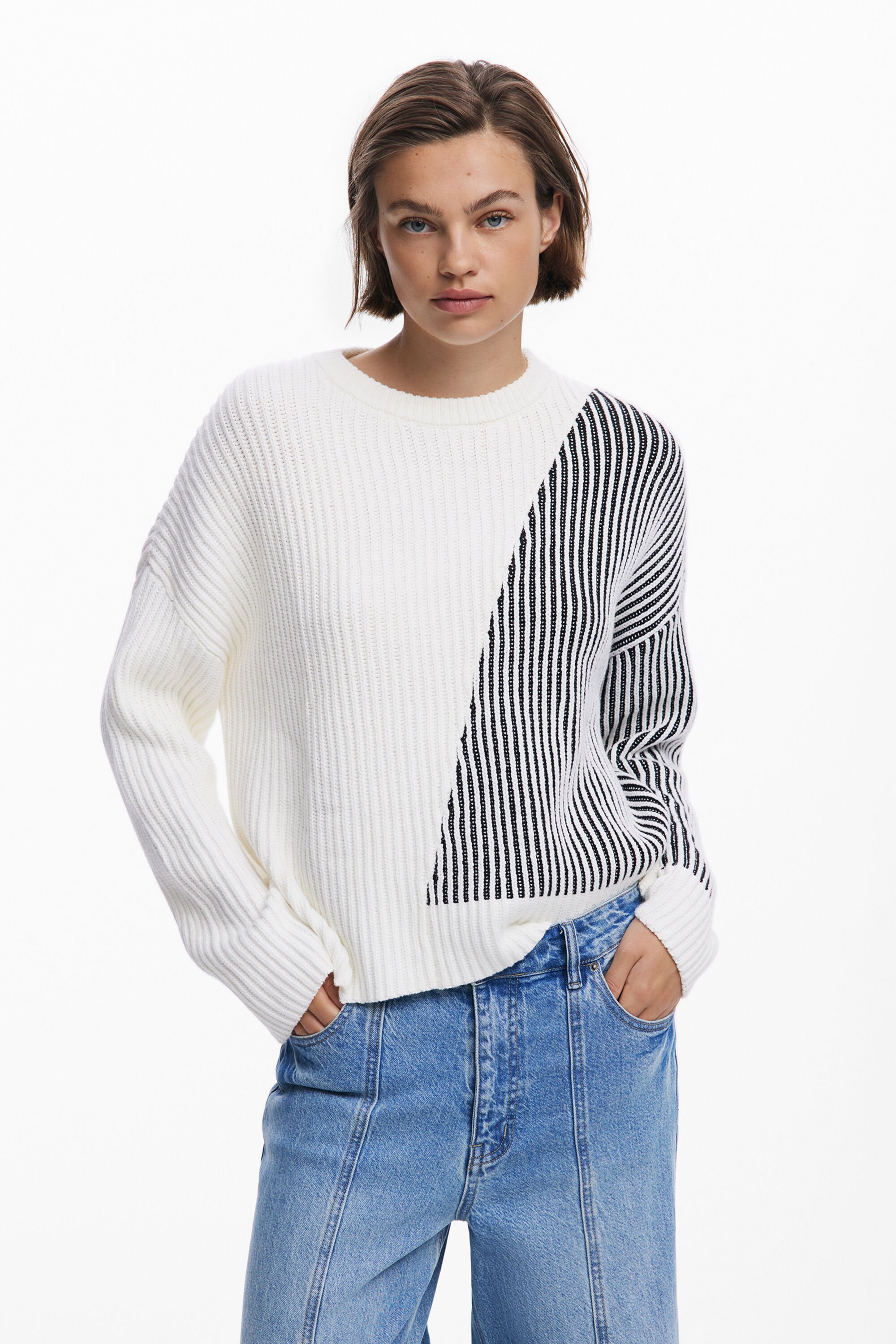 Pull à col roulé combiné - Desigual - Modalova