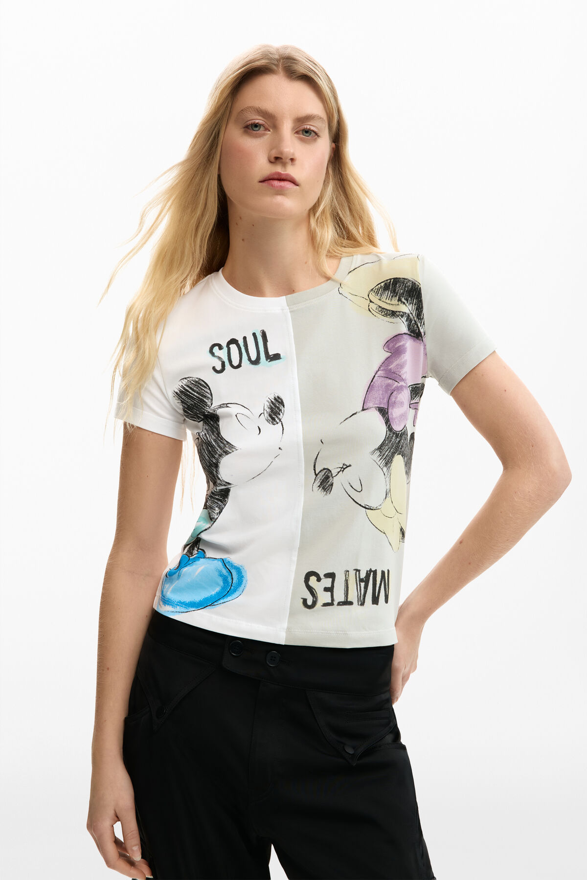 ミッキーとミニー マウス™ キスのTシャツ グレー 女性用 I Desigual.com