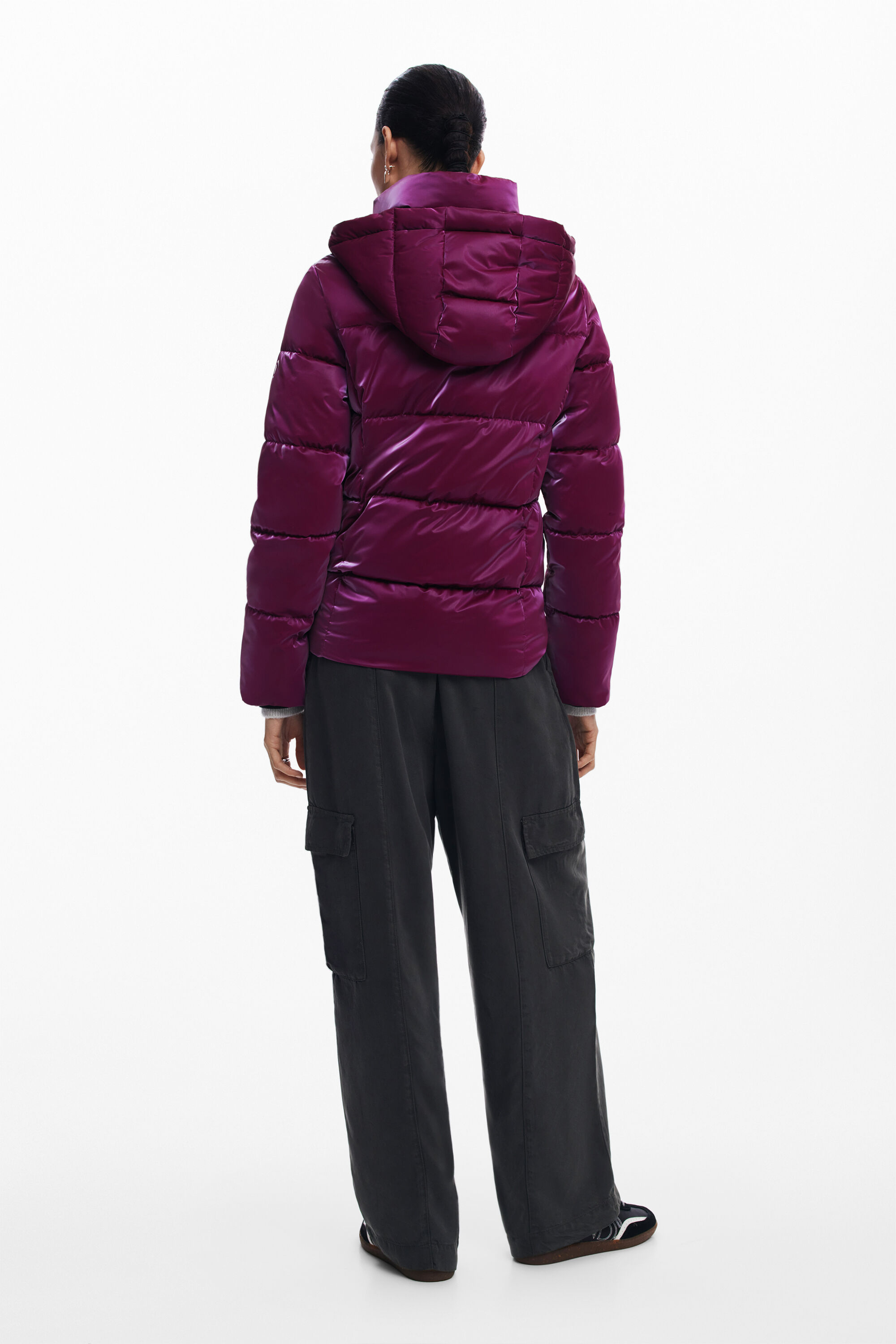 Desigual Women s Metallic Quilted Down Jacket with Hood
