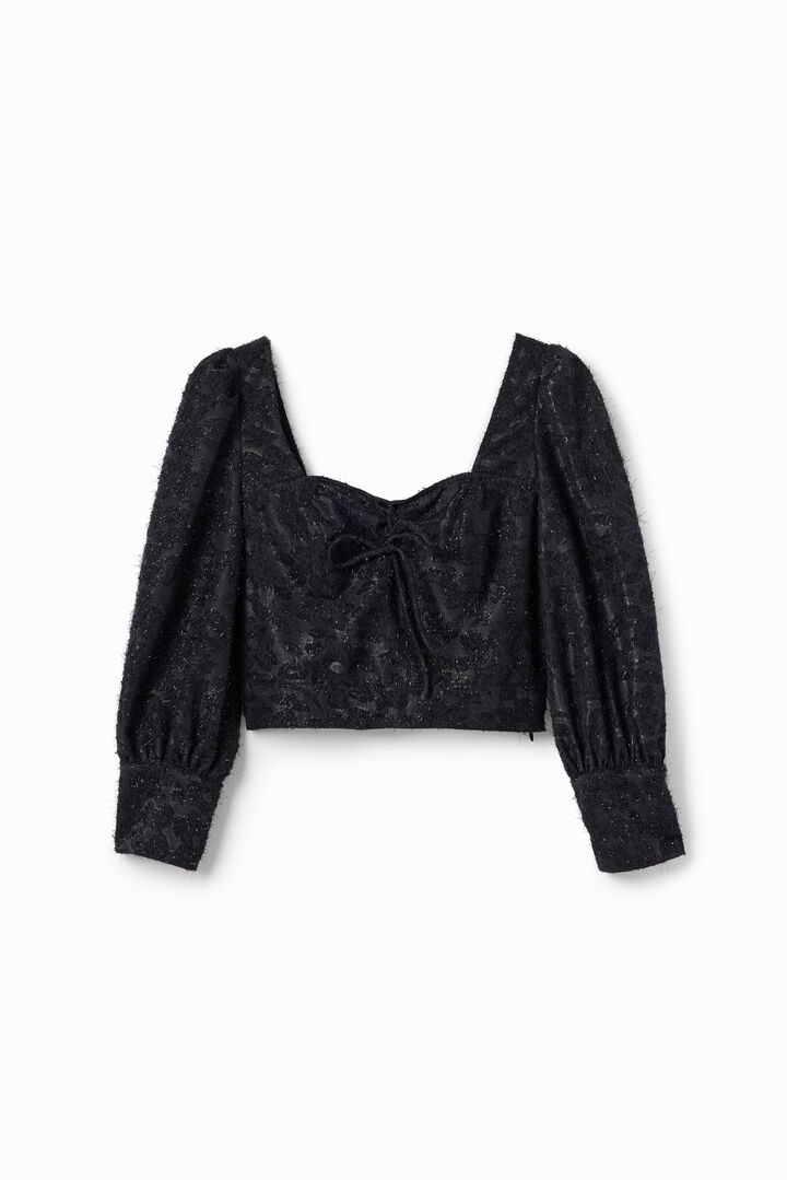 Short glossy corset blouse | Desigual