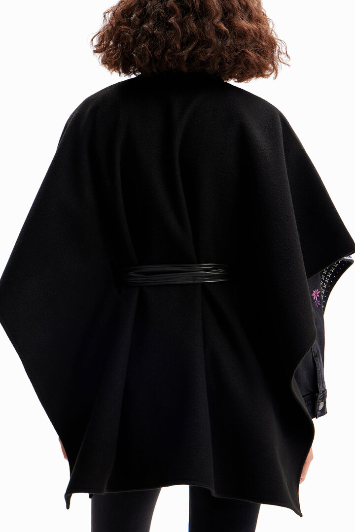 Embroidered belted poncho | Desigual