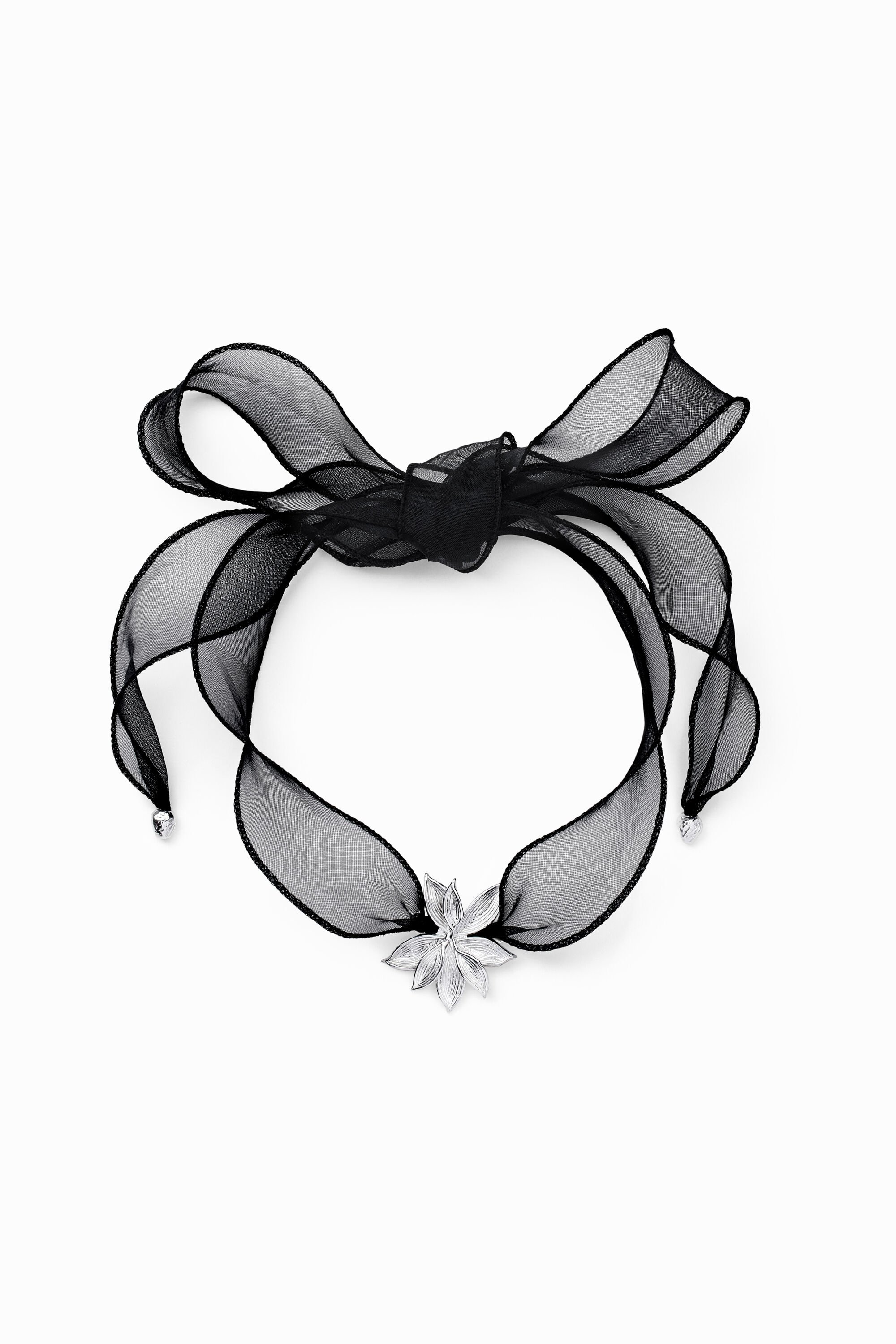 Zalio tulle silver-plated flower pendant