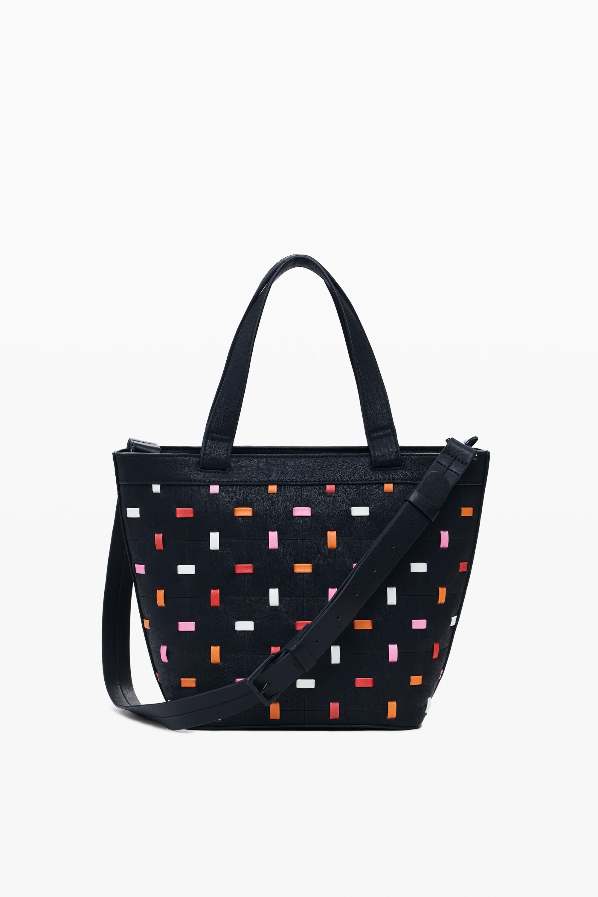 Desigual Cut-out Shopper Bag In Black