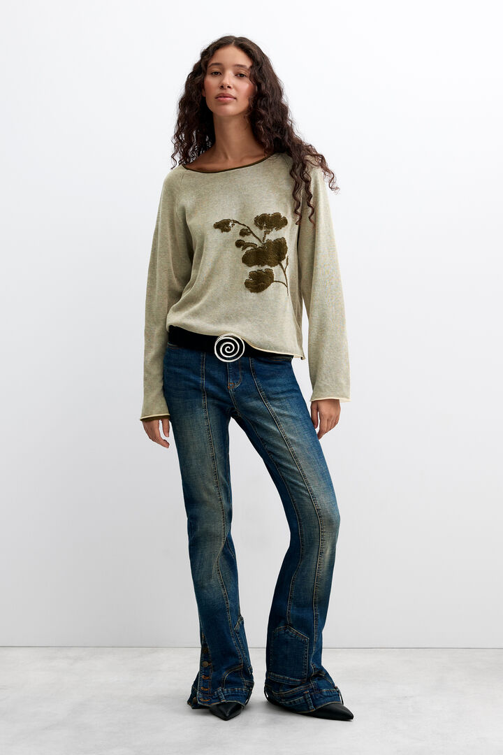 fine knit floral sweater