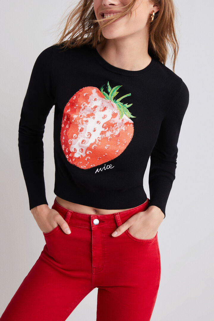 Cropped strawberry jumper | Desigual