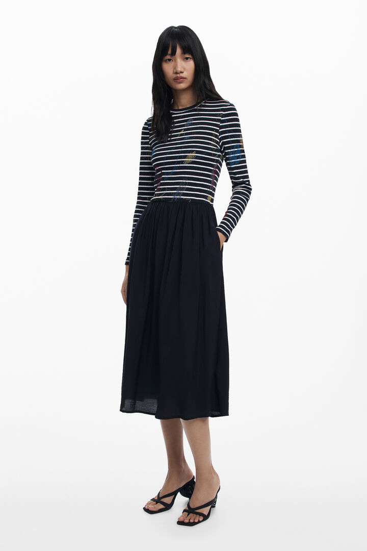 Kleid mit Streifen kombiniert | Desigual