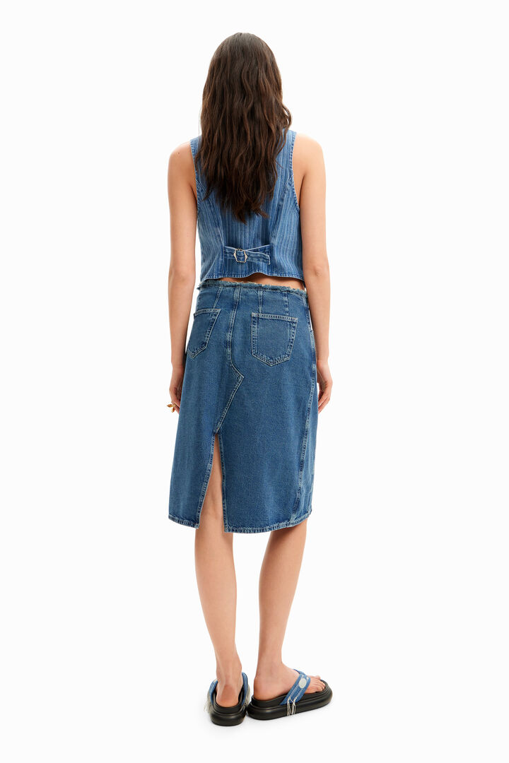 Falda midi, denim efecto rayado | Desigual